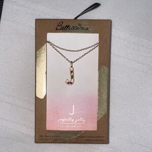 Bellissima Gold Necklace with Pink Initial Pendant